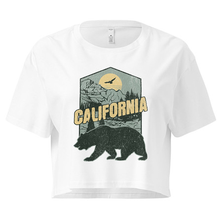 [ID: 636-G315] California Bear - Outdoors Wilderness Camping Hiking Women's Crop Top