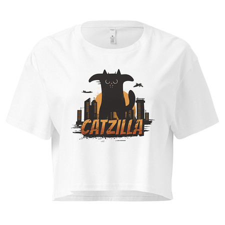[ID: 636-G350] Catzilla - Funny Comic Animal Women's Crop Top