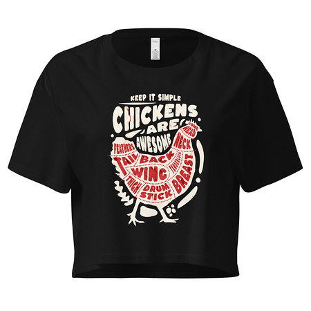 [ID: 636-G365] Chickens Are Awesome - Butcher Cuts Women's Crop Top