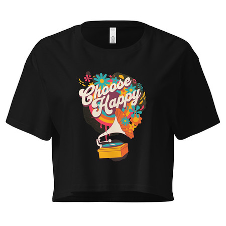 [ID: 636-G370] Choose Happy - Retro Music Women's Crop Top