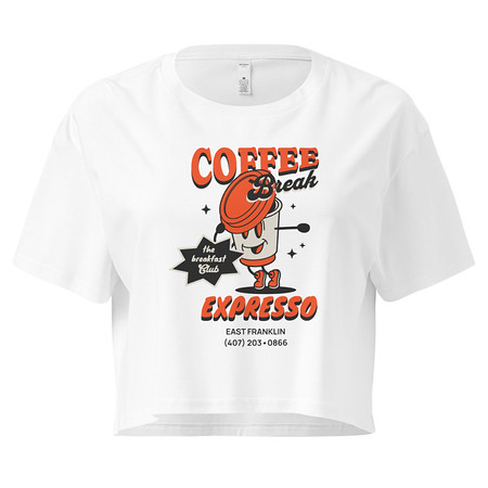 [ID: 636-G394] Coffee Break Cartoon Retro 90s  Women's Crop Top