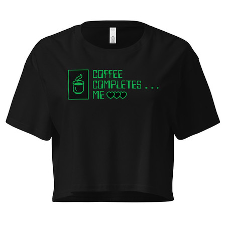 [ID: 636-G397] Coffee Completes Me - Neon Heart Women's Crop Top