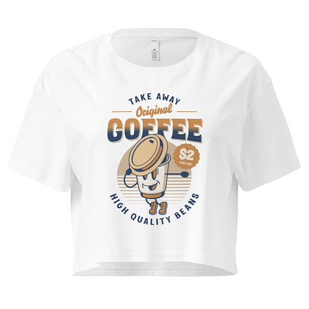 [ID: 636-G398] Coffee Cup - Comics Mascot Women's Crop Top