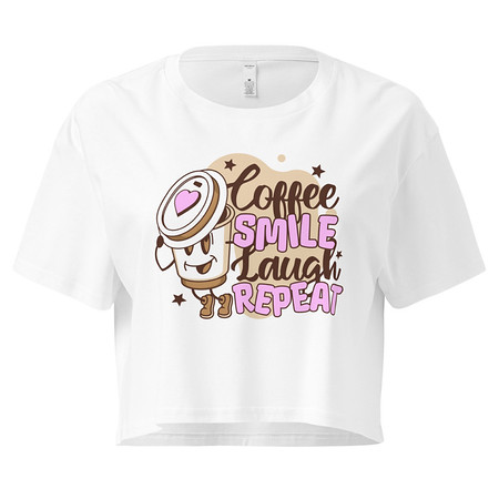 [ID: 636-G402] Coffee is Happiness - Retro Cartoon Mascot Women's Crop Top