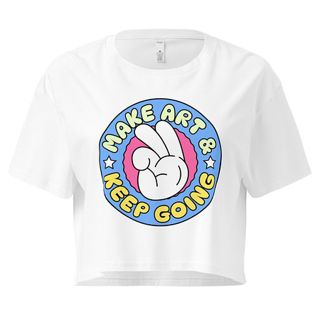 [ID: 636-G408] Colorful Fun Retro Style Badge Women's Crop Top