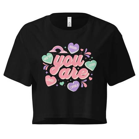 [ID: 636-G411] Colorful Self Love Affirmation - Heart Women's Crop Top