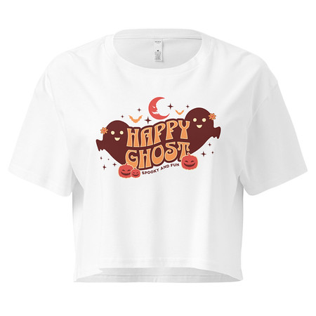 [ID: 636-G452] Cute Happy Ghost Women's Crop Top