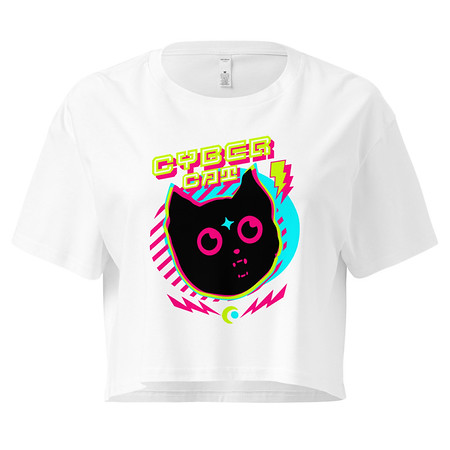 [ID: 636-G456] Cyber Cat - Neon Color Women's Crop Top