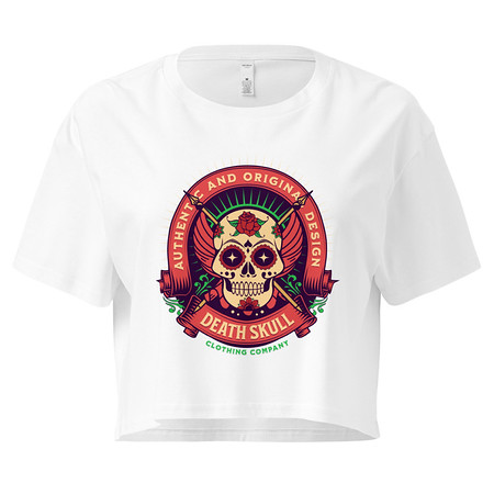 [ID: 636-G481] Death Skull - Badge  Women's Crop Top
