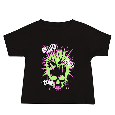 [ID: 305-G3] 'Enjoy Your Trip' Punk Skull Baby Staple Tee