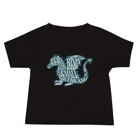 [ID: 305-G16] A Dragon Rises - Typographic Lettering Baby Staple Tee