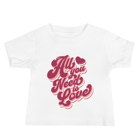 [ID: 305-G50] All You Need is Love - Retro Valentines Day Baby Staple Tee