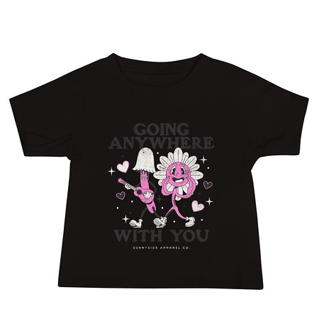 [ID: 305-G93] Anywhere With You - Typographic Cartoon Streetwear Baby Staple Tee