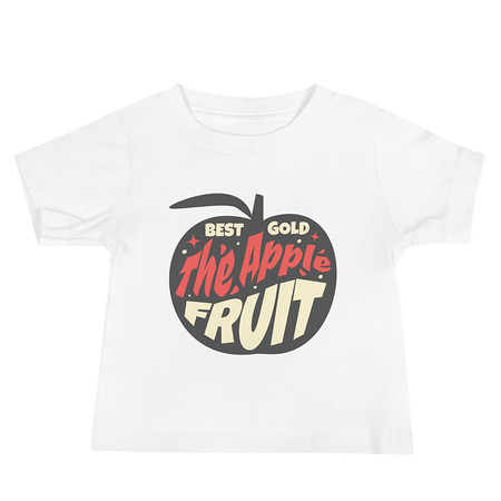 [ID: 305-G97] Apple Fruit - Typographic Lettering Baby Staple Tee
