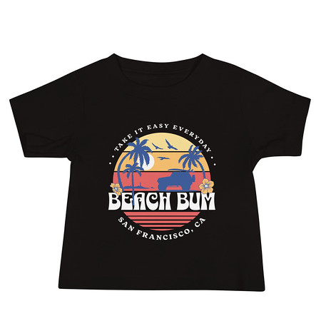 [ID: 305-G164] Beach Bum - Sunset Surfing Baby Staple Tee
