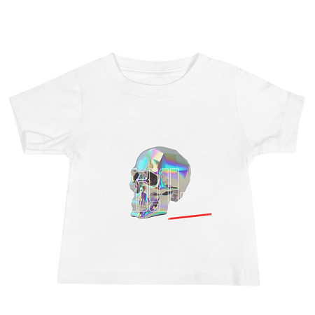 [ID: 305-G213] Black 3D Skull Baby Staple Tee