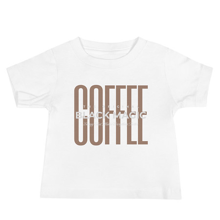 [ID: 305-G226] Black Magic - Minimal Modern Coffee Quote Baby Staple Tee