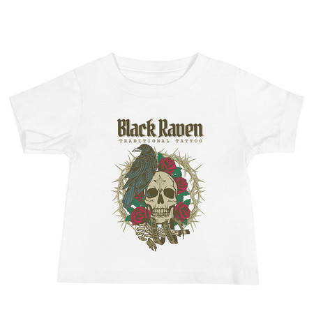 [ID: 305-G229] Black Raven Tattoo - Skull & Thorns Baby Staple Tee
