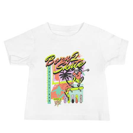 [ID: 305-G256] Born 2 Skate - Retro Skeleton Baby Staple Tee