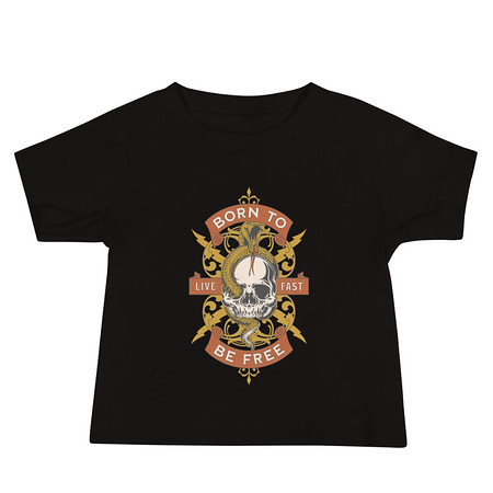 [ID: 305-G259] Born To Be Free - Skull Baby Staple Tee