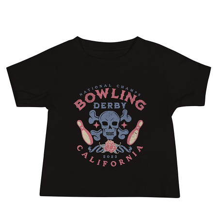 [ID: 305-G276] Bowling Derby Champs - Grunge Skull Baby Staple Tee