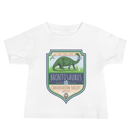 [ID: 305-G288] Brontosaurus Conservation Society Baby Staple Tee