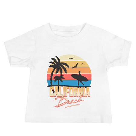 [ID: 305-G312] California Beach - Retro Surf Baby Staple Tee