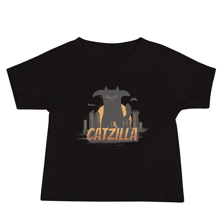 [ID: 305-G350] Catzilla - Funny Comic Animal Baby Staple Tee