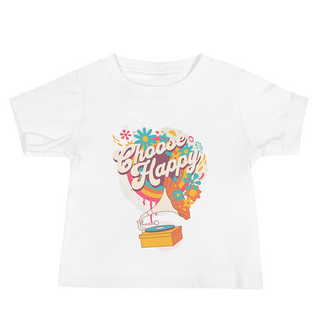[ID: 305-G370] Choose Happy - Retro Music Baby Staple Tee