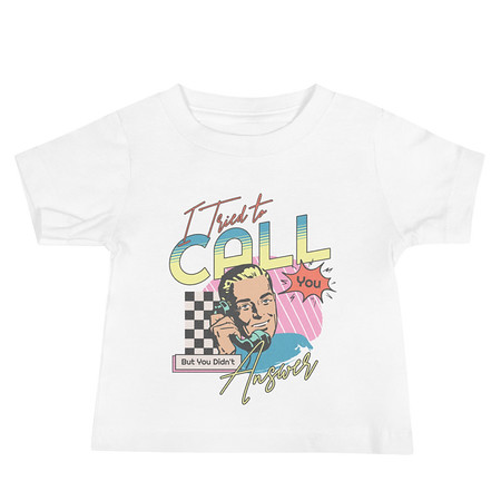 [ID: 305-G383] Classic Retro Illustrative Portrait Men Calling Baby Staple Tee