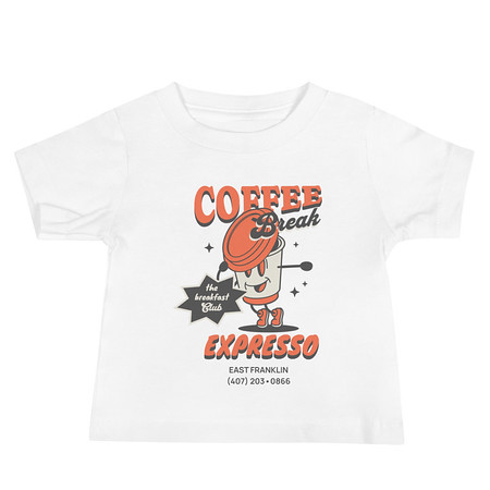 [ID: 305-G394] Coffee Break Cartoon Retro 90s  Baby Staple Tee