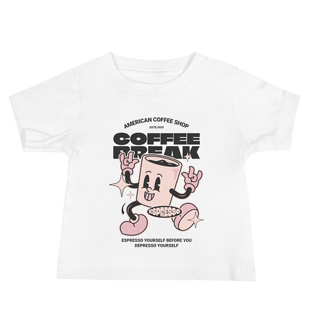 [ID: 305-G395] Coffee Break Mascot Baby Staple Tee
