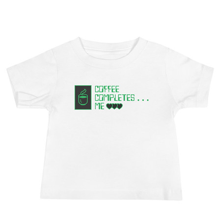 [ID: 305-G397] Coffee Completes Me - Neon Heart Baby Staple Tee