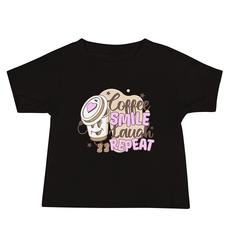 [ID: 305-G402] Coffee is Happiness - Retro Cartoon Mascot Baby Staple Tee