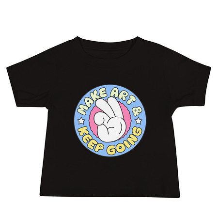 [ID: 305-G408] Colorful Fun Retro Style Badge Baby Staple Tee