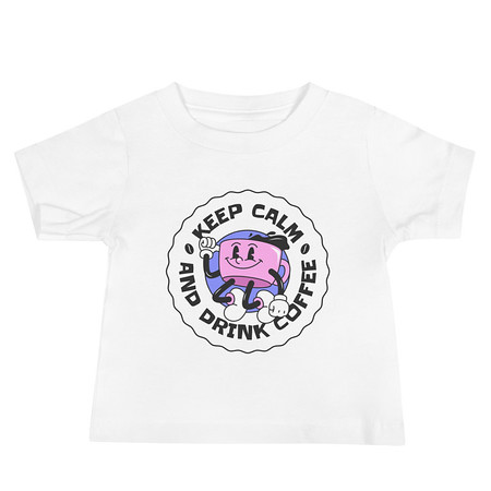 [ID: 305-G409] Colorful Fun Retro Style Coffee Quote Baby Staple Tee