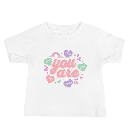 [ID: 305-G411] Colorful Self Love Affirmation - Heart Baby Staple Tee