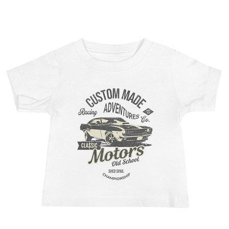 [ID: 305-G444] Custom Made Adventures Motors Old School Baby Staple Tee