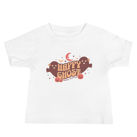 [ID: 305-G452] Cute Happy Ghost Baby Staple Tee