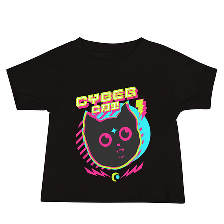 [ID: 305-G456] Cyber Cat - Neon Color Baby Staple Tee