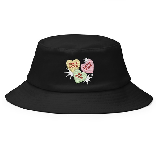 [ID: 253-G331] Candy Hearts - Valentine's Day Bucket Hat