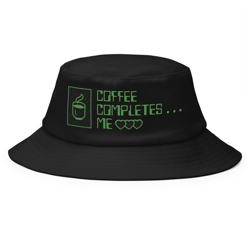 [ID: 253-G397] Coffee Completes Me - Neon Heart Bucket Hat