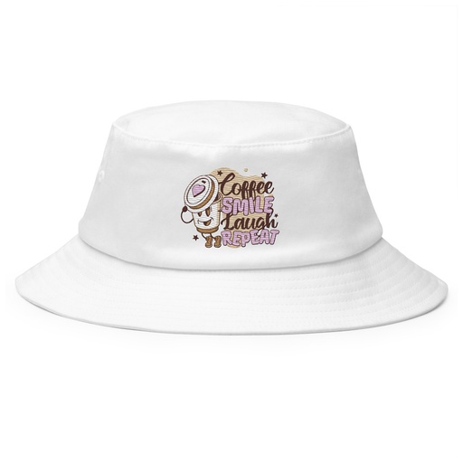 [ID: 253-G402] Coffee is Happiness - Retro Cartoon Mascot Bucket Hat
