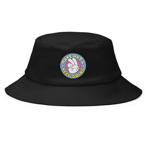 [ID: 253-G408] Colorful Fun Retro Style Badge Bucket Hat